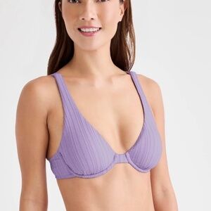 NEW -- Splendid lavender swim bikini top "Cactus‎ flower" sz Large gold hardware